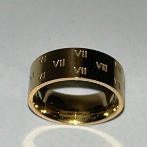 New gold stainless steel  Roman numeral ring